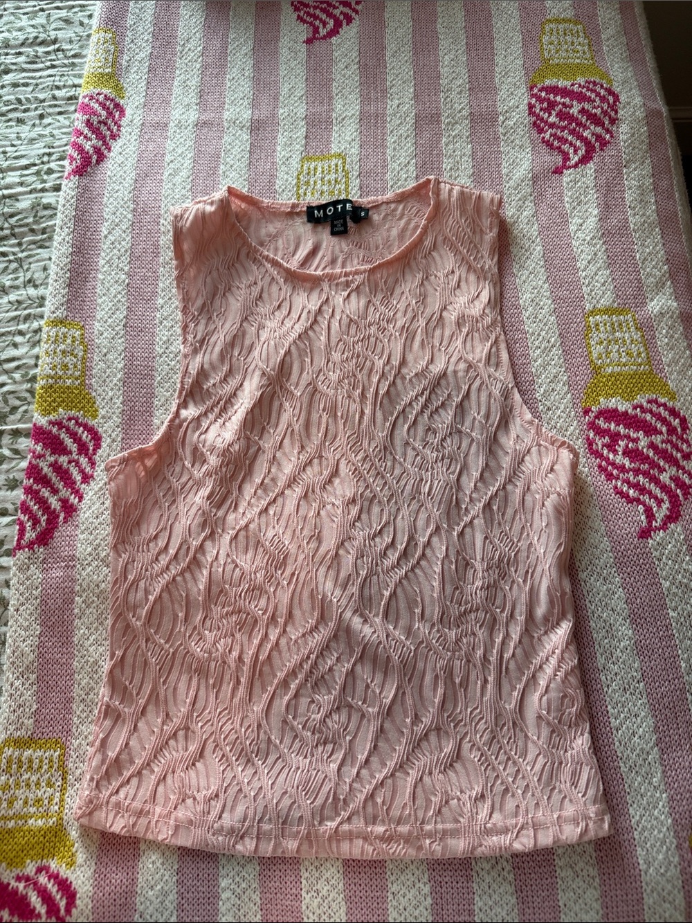 Motel Rocks Pink Textured Sleeveless Tank